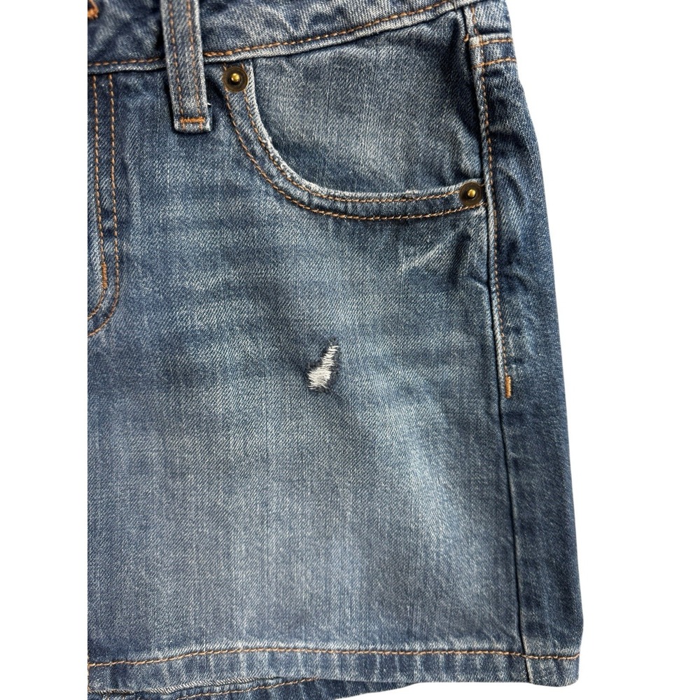 Wild Fable Denim Mini Skirt Womens 0 Distressed Sparrow Bird Embroidered Y2K - Picture 3 of 9